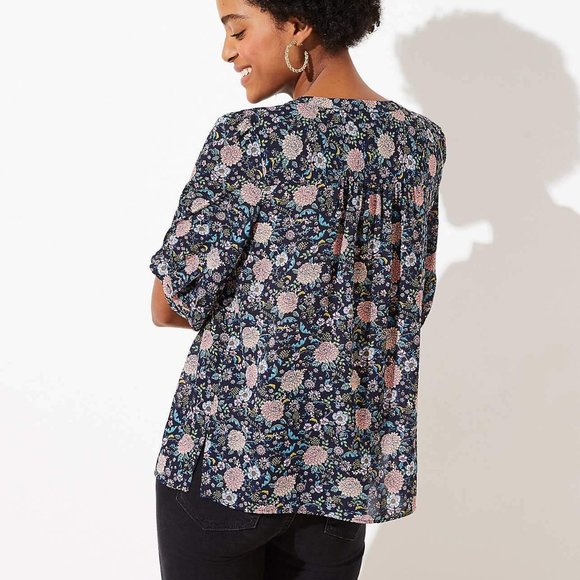 LOFT | Floral Smocked Blouse - Picture 3 of 3